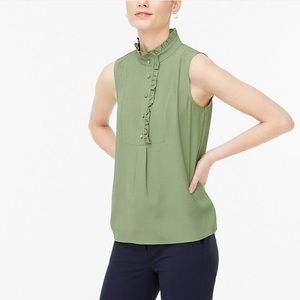 Ruffle-trim crepe tank top